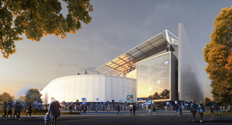 EXTENSION RESTRUCTURATION DU STADE DE LA MEINAU_VUE SUD-OUEST©POPULOUS & REY DE CRECY_LUXIGON
