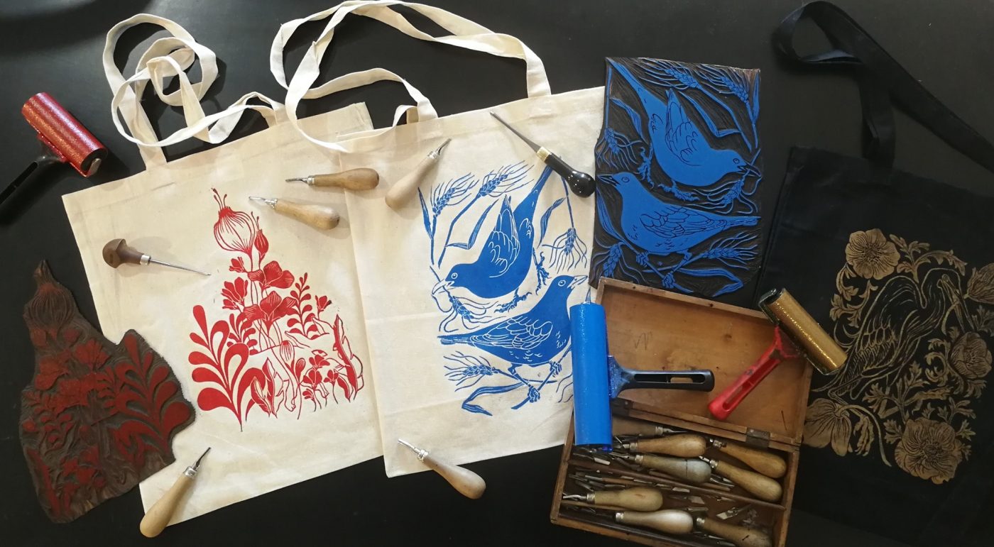 Atelier Imago + tote bag + linogravure