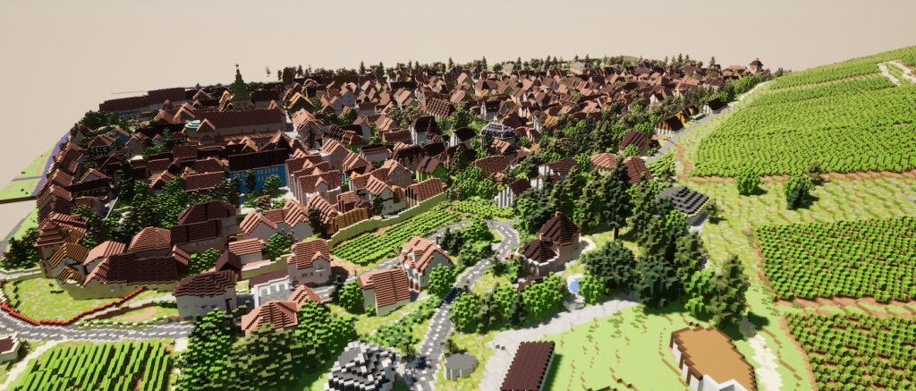 Représentation du village de Turckheim sur Minecraft