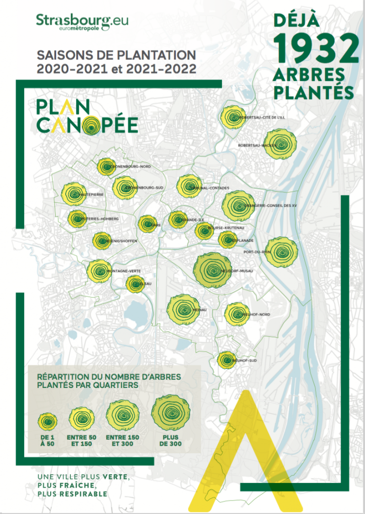 Localisation des 1 932 arbres déjà plantés dans le cadre du Plan Canopée