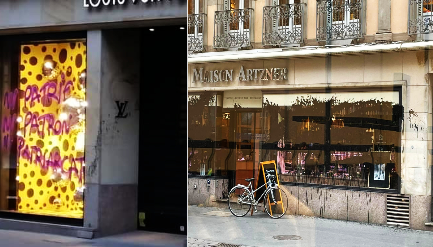Strasbourg : les vitrines de Louis Vuitton et Artzner goudronnées dans la  nuit