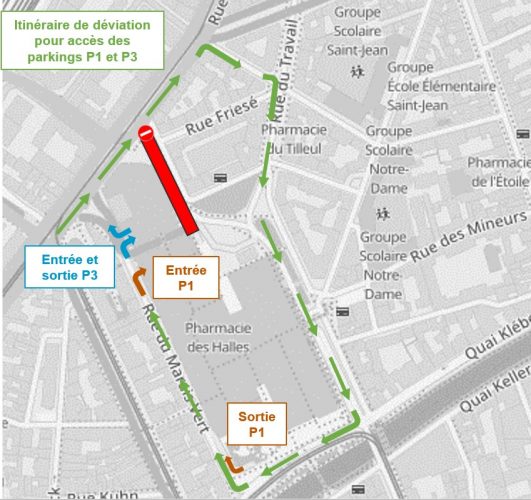 Schéma 1 – circulation rue des Halles