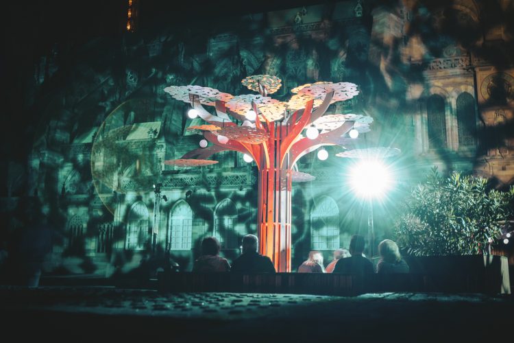Der Wald, La forêt, The forest devant la cathédrale, nuit