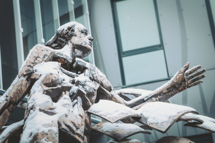 Neige, froid, statue