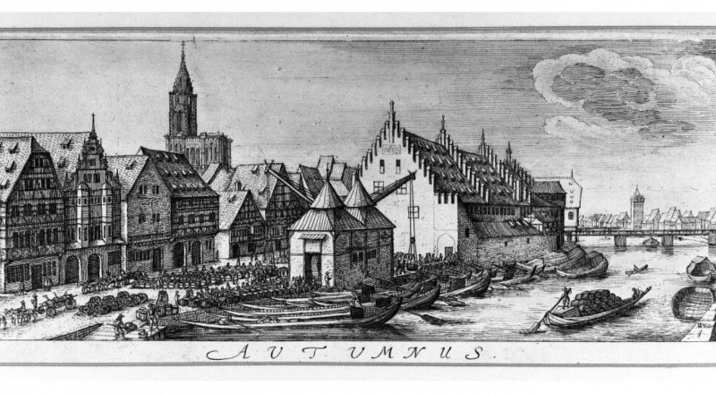 Vue de port médiéval douane