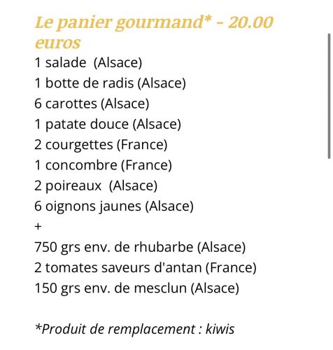 Composition des paniers Ferme Dollinger