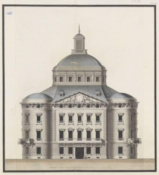Projet d&rsquo;hôtel de ville place Gutenberg, Boudhors, 1802