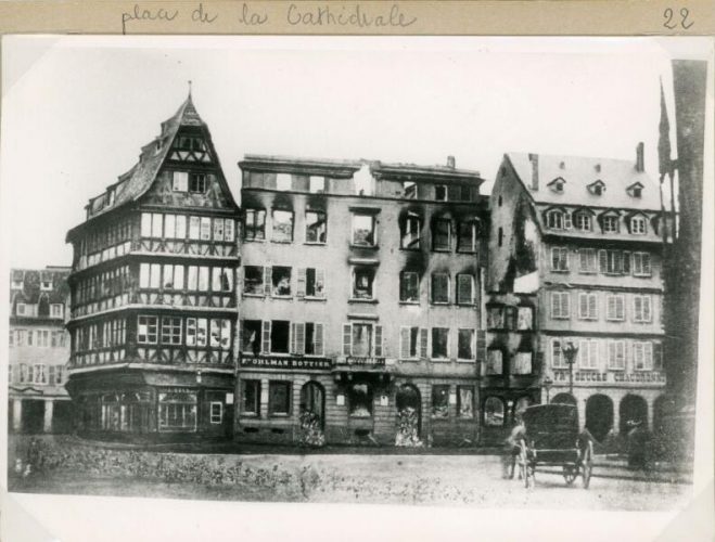 Place de la cathédrale, bombardements 1870
