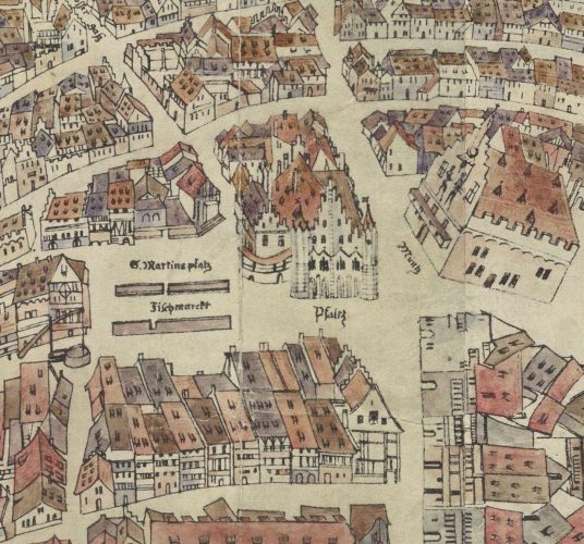 Plan de Conrad Morant, 1548 Place Gutenberg, alors Place Saint Martin