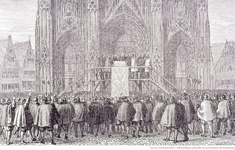 Schwoertag à Strasbourg, place de la cathédrale