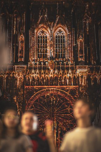 Cathédrale, illuminations, été