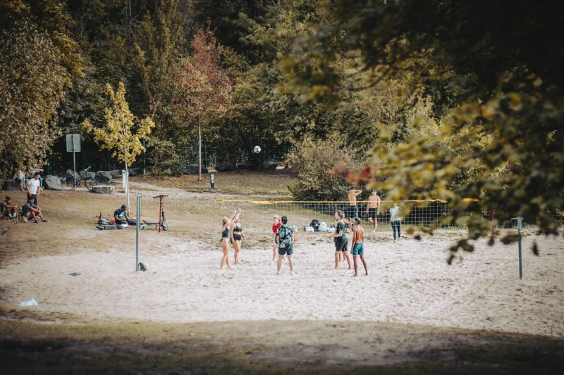 Volley, jeux, plage, Baggersee